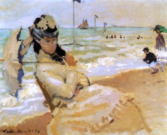  Claude Oscar Monet Camille on the Beach at Trouville - Canvas Art Print