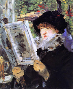  Edouard Manet Reading (also known as Reading L'Illustre) - Canvas Art Print