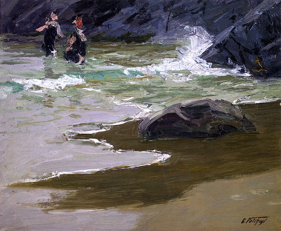  Edward Potthast Bathers by a Rocky Coast - Canvas Art Print