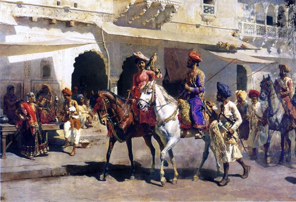  Edwin Lord Weeks Leaving for the Hunt at Gwalior - Canvas Art Print