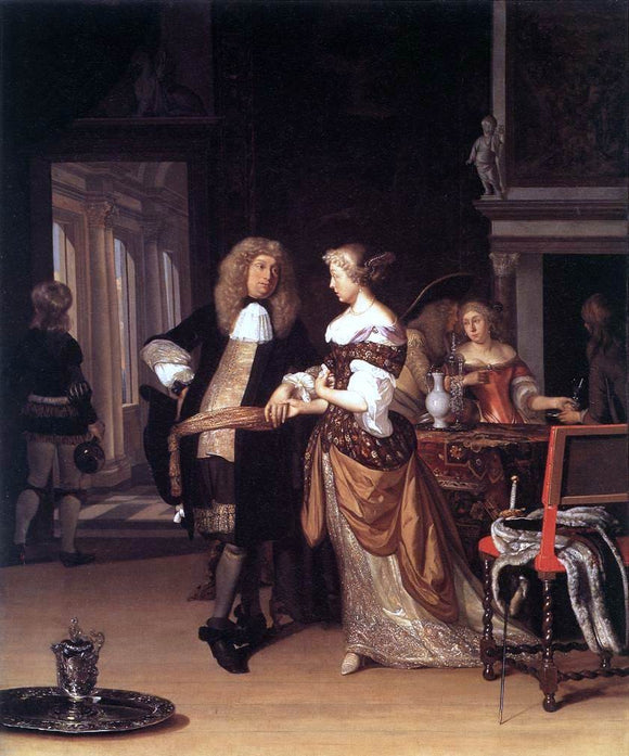  Eglon Van der Neer Elegant Couple in an Interior - Canvas Art Print