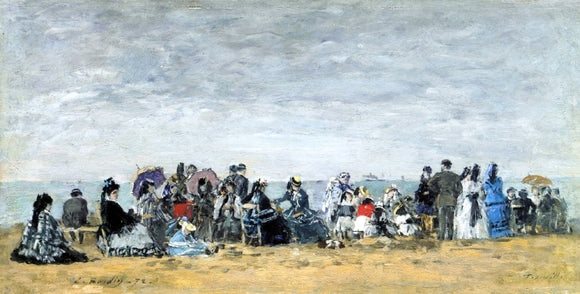  Eugene-Louis Boudin Beach Scene at Trouville - Canvas Art Print