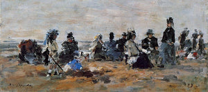  Eugene-Louis Boudin Beach Scene at Trouville, Evening - Canvas Art Print