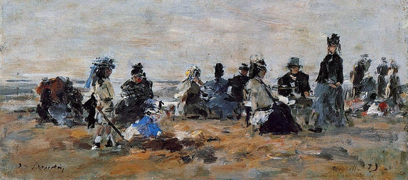  Eugene-Louis Boudin Beach Scene at Trouville, Evening - Canvas Art Print