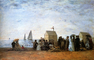  Eugene-Louis Boudin The Beach at Trouville - Canvas Art Print