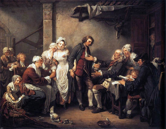  Jean Baptiste Greuze L'Accordee de Village - Canvas Art Print