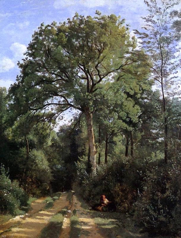  Jean-Baptiste-Camille Corot Ville d'Avray - Edge of the Woods with a Female Cowherd - Canvas Art Print