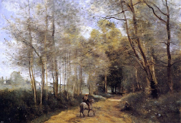  Jean-Baptiste-Camille Corot Ville d'Avray - Horseman at the Entrance of the Forest - Canvas Art Print