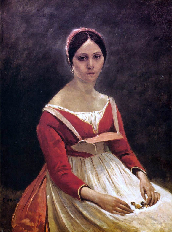  Jean-Baptiste-Camille Corot Young Woman (Madame Legois) - Canvas Art Print