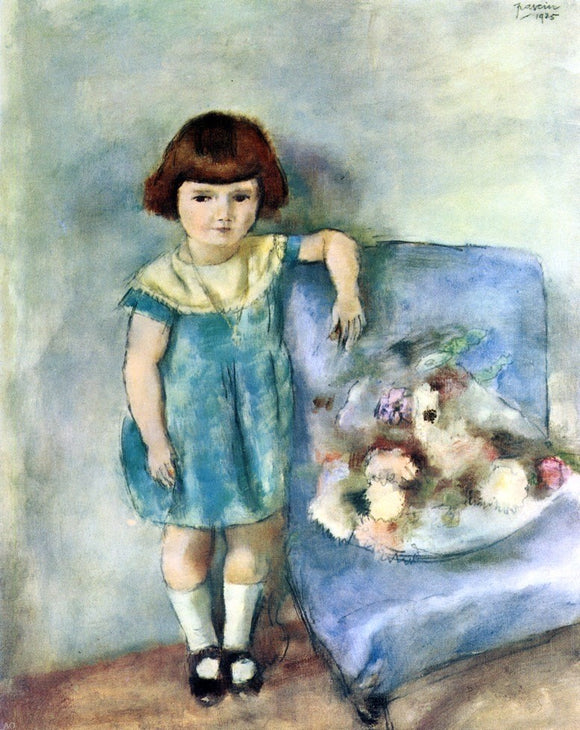  Jules Pascin Little Girl beside a Bunch of Flowers - Canvas Art Print