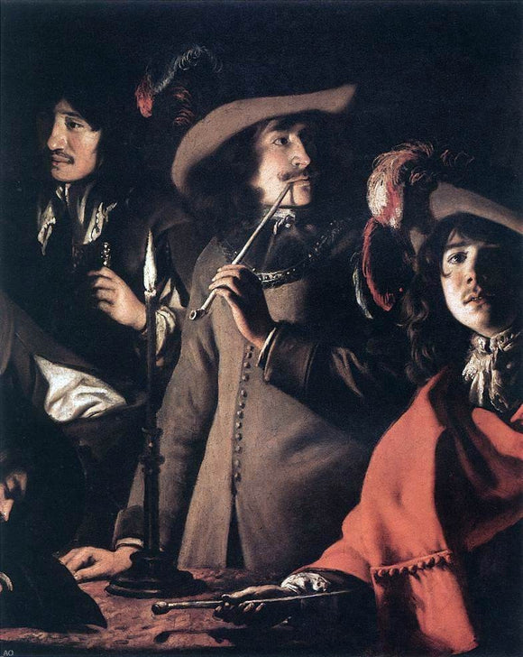 Le nain Brothers Smokers in an Interior (detail) - Canvas Art Print