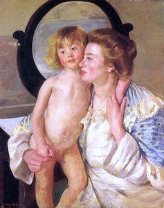  Mary Cassatt Mother and Child (also known as The Oval Mirror) - Canvas Art Print