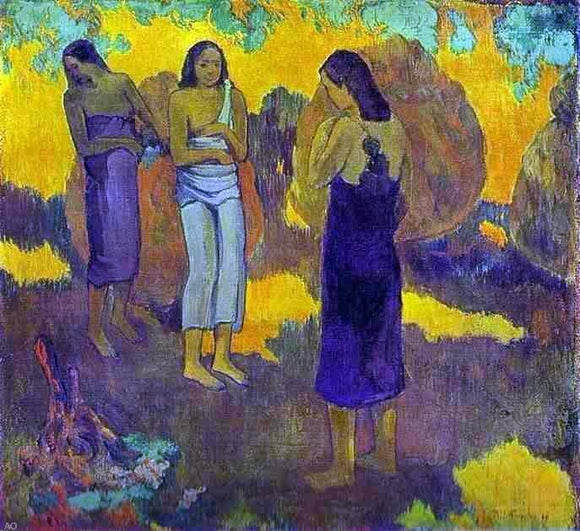  Paul Gauguin Three Tahitian Women Against a Yellow Background - Canvas Art Print