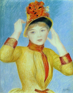 Pierre Auguste Renoir Bust of a Woman (also known as Yellow Dress) - Canvas Art Print