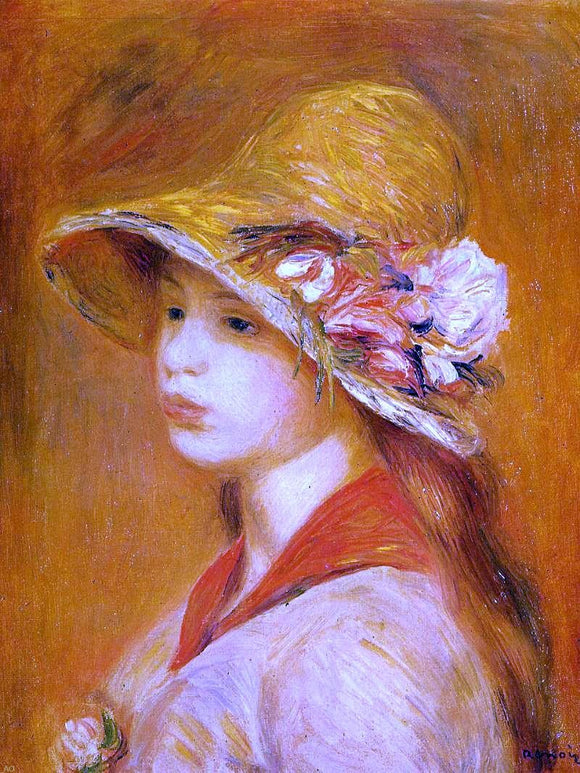  Pierre Auguste Renoir Portrait of a Young Girl - Canvas Art Print