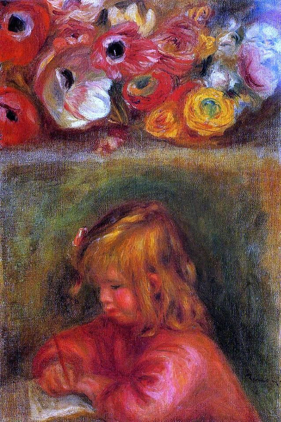  Pierre Auguste Renoir Portrait of Coco and Flowers - Canvas Art Print