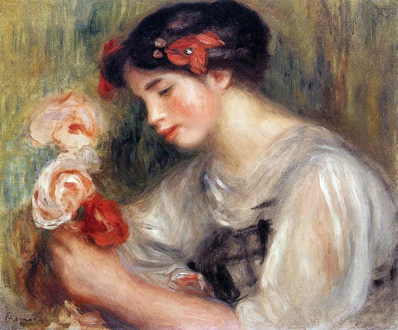  Pierre Auguste Renoir Portrait of Gabrielle (also known as Young Girl with Flowers) - Canvas Art Print
