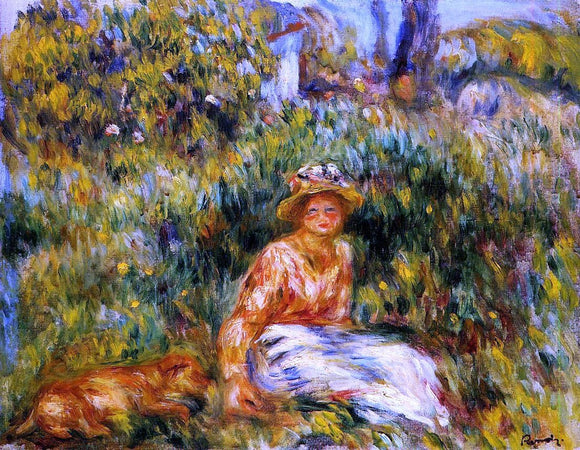  Pierre Auguste Renoir Young Woman in a Garden - Canvas Art Print