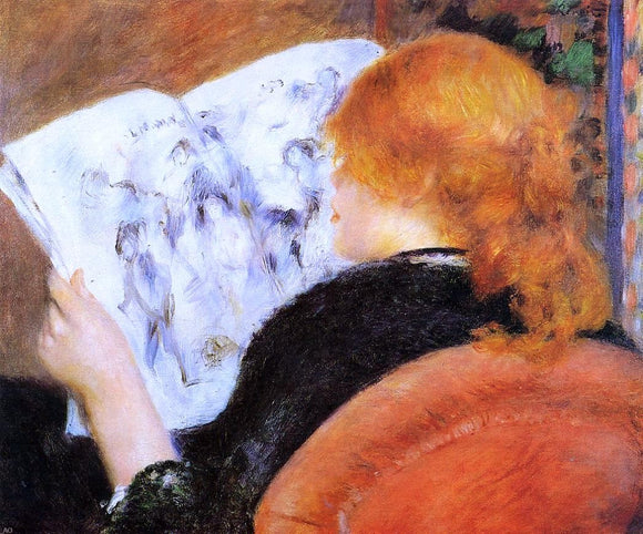  Pierre Auguste Renoir Young Woman Reading an Illustrated Journal - Canvas Art Print