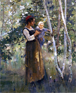  Theodore Robinson Mother and Child by the Hearth - Canvas Art Print