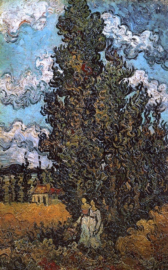  Vincent Van Gogh Cypresses and Two Women - Canvas Art Print