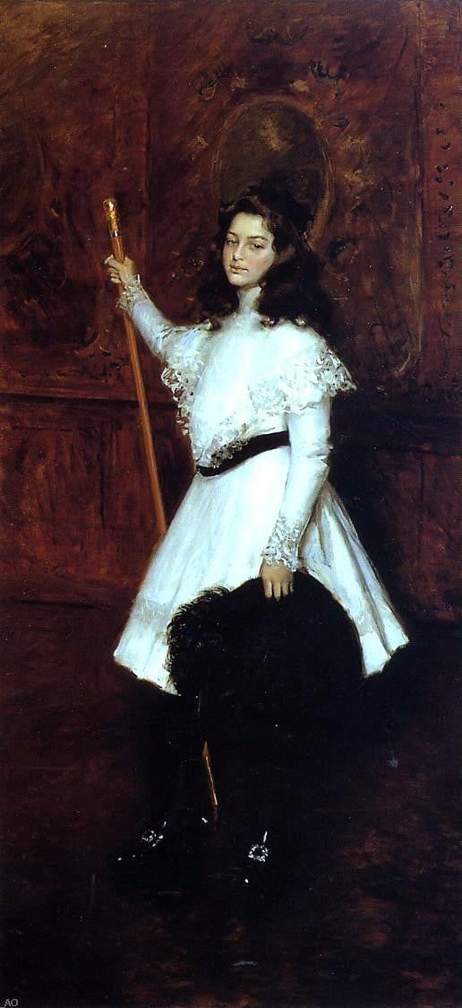  William Merritt Chase Girl in White (also known as Portrait of Irene Dimock) - Canvas Art Print