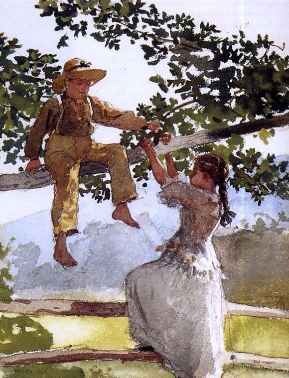  Winslow Homer On the Fence (also known as On the Farm) - Canvas Art Print