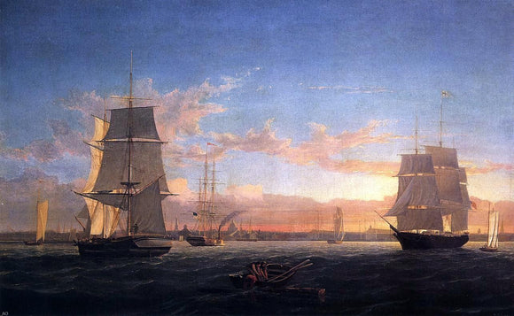  Fitz Hugh Lane Boston Harbor at Sunset - Canvas Art Print