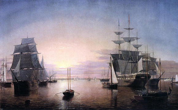  Fitz Hugh Lane Boston Harbor at Sunset - Canvas Art Print