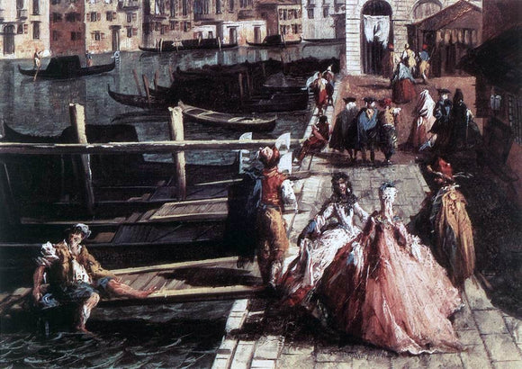  Michele Marieschi The Grand Canal at San Geremia (detail) - Canvas Art Print