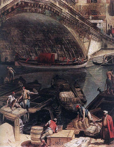  Michele Marieschi The Rialto Bridge from the Riva del Vin (detail) - Canvas Art Print