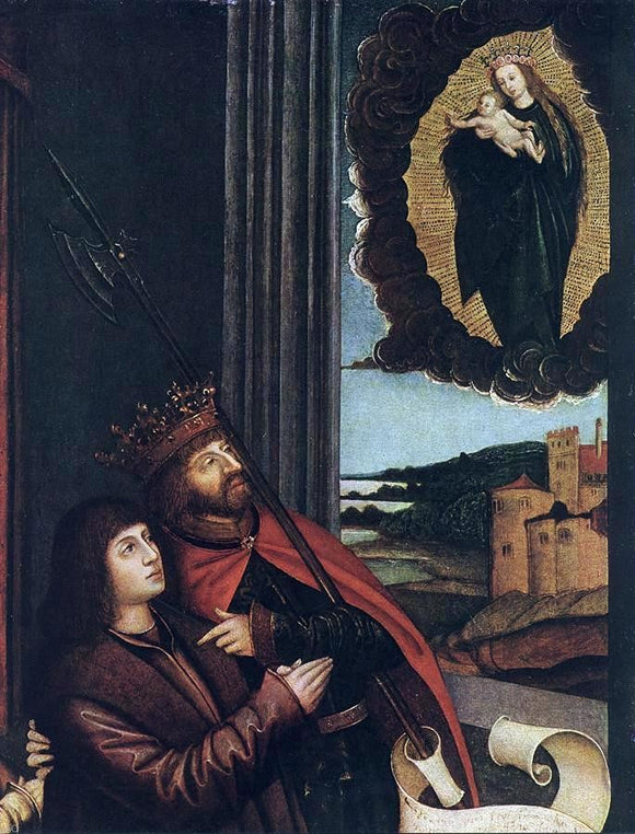  Bernhard Strigel St Ladislas Presents Wladislav II and his Sons to the Virgin (detail) - Canvas Art Print
