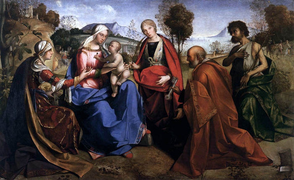  Boccaccio Boccaccino Virgin and Child with Saints - Canvas Art Print