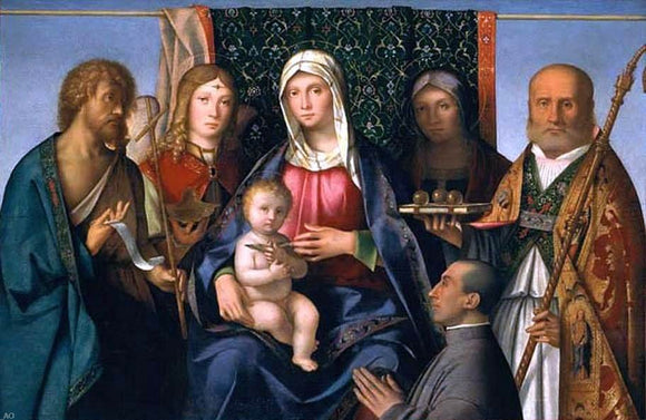  Boccaccio Boccaccino Virgin and Child with Saints and a Donor - Canvas Art Print