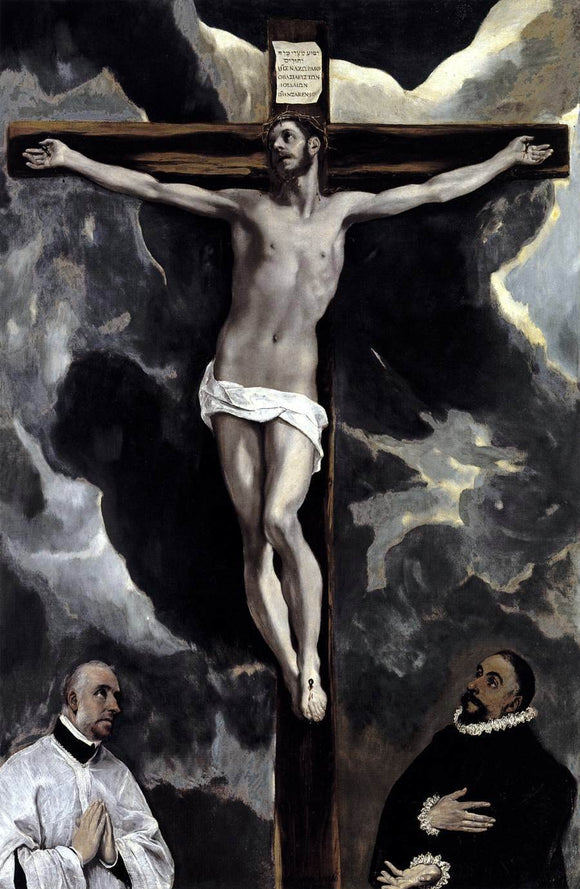  El Greco Christ on the Cross Adored by Two Donors - Canvas Art Print