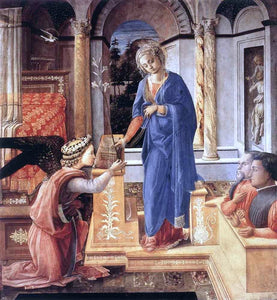  Fra Filippo Lippi The Annunciation with Two Kneeling Donors - Canvas Art Print