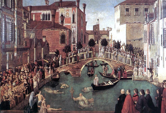  Gentile Bellini Miracle of the Cross at the Bridge of San Lorenzo - Canvas Art Print