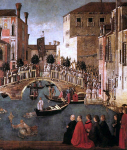  Gentile Bellini Miracle of the Cross at the Bridge of San Lorenzo (detail) - Canvas Art Print