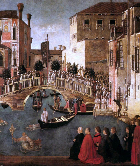  Gentile Bellini Miracle of the Cross at the Bridge of San Lorenzo (detail) - Canvas Art Print
