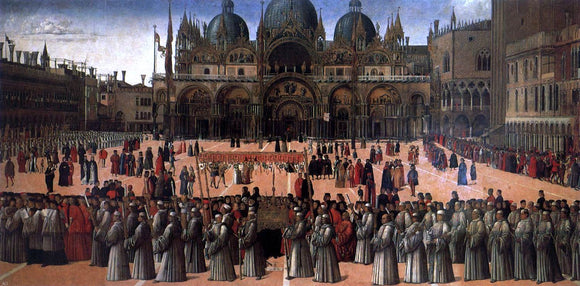  Gentile Bellini Procession in Piazza S. Marco - Canvas Art Print