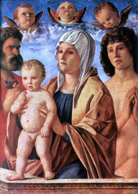  Giovanni Bellini Madonna with Child and Sts Peter and Sebastian - Canvas Art Print