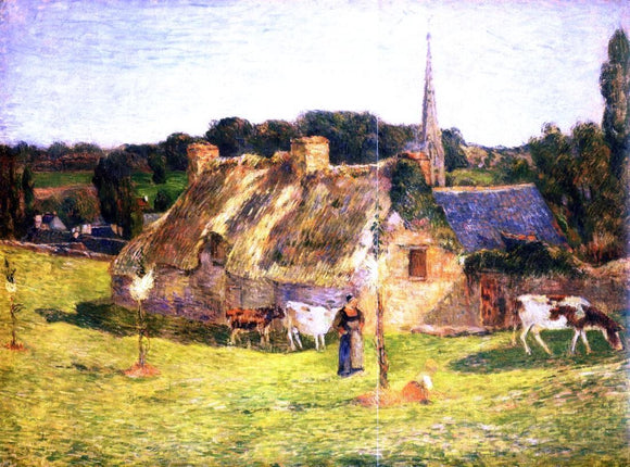  Paul Gauguin Lollichon Field and Pont-Aven Church - Canvas Art Print
