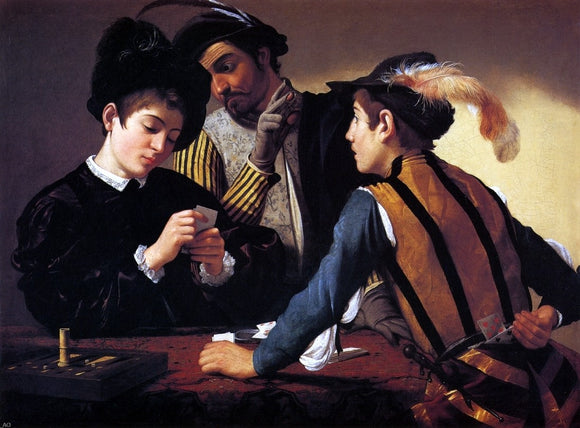  Caravaggio The Cardsharps (I Bari) - Canvas Art Print