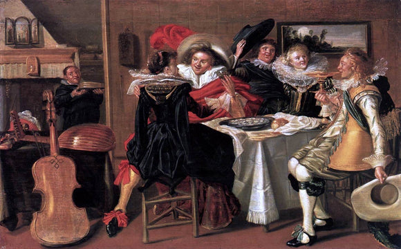  Dirck Hals Merry Company at Table - Canvas Art Print