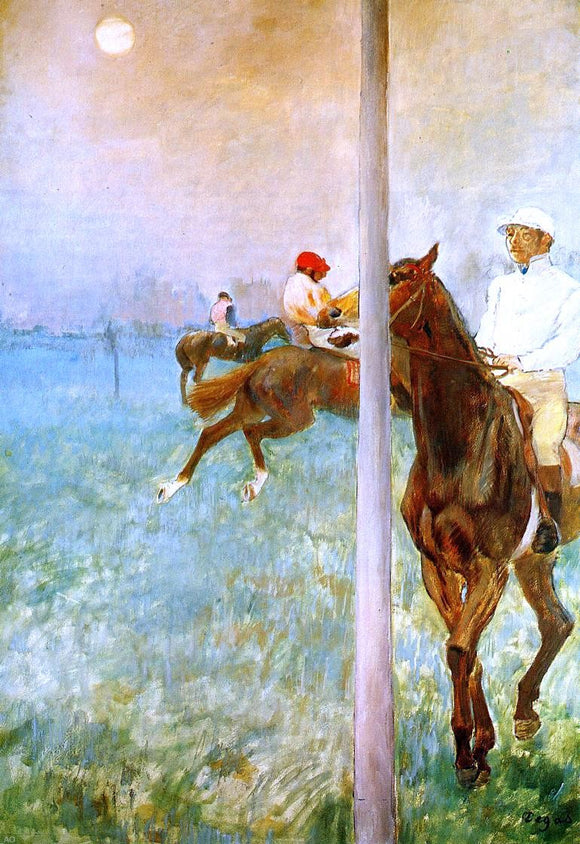  Edgar Degas Jockeys Before the Start with Flagpoll - Canvas Art Print