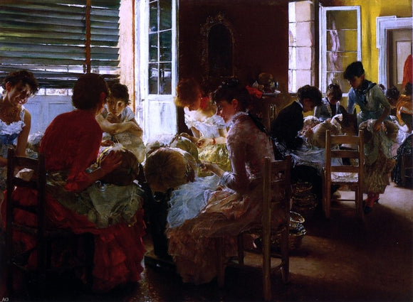 Robert Frederick Blum Venetian Lace Makers (also known as Venetian Lace Workers) - Canvas Art Print