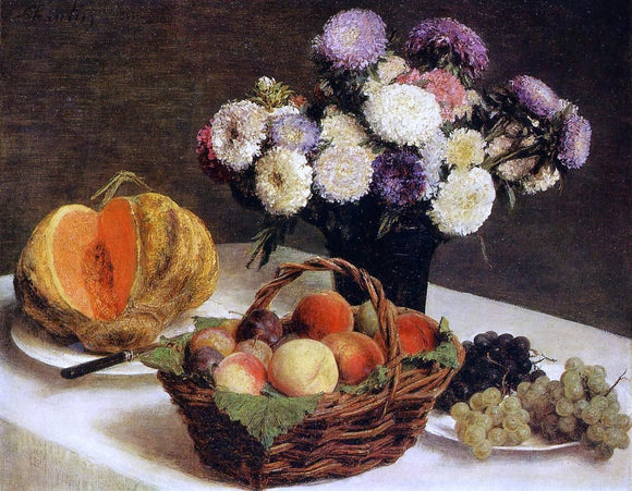  Henri Fantin-Latour Flowers and Fruit, a Melon - Canvas Art Print