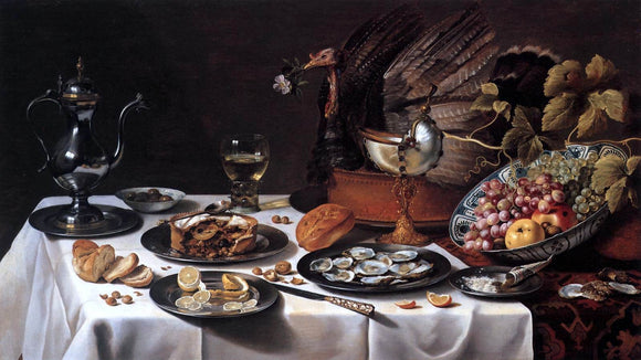  Pieter Claesz Still-Life with Turkey-Pie - Canvas Art Print