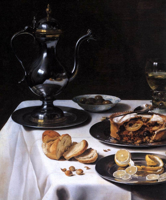  Pieter Claesz Still-life with Turkey-Pie (detail) - Canvas Art Print