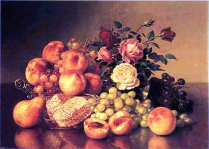  Robert Spear Dunning Still Life with Peaches - Canvas Art Print